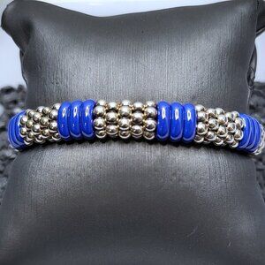 LAGOS Silver Bracelet with Deep Blue Accents